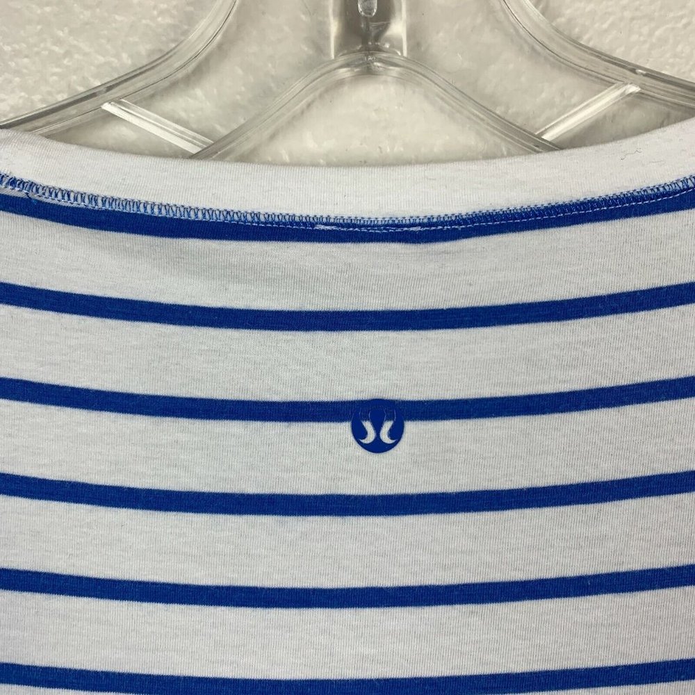 Lululemon Every Yogi Tee Shirt Size 2 Deauville Stripe Blue White Love Tee - Picture 5 of 7